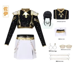 Anime KPop Zoey Cosplay Costume Wig Woman Black White Uniform Christmas Halloween Party Clothing