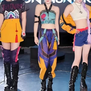 Anime KPop Demon Cos Hunters Superstar Zoe Cosplay Costume Zoey Wig Ring Full Set Girl Group Suit Women Halloween Party Roleplay